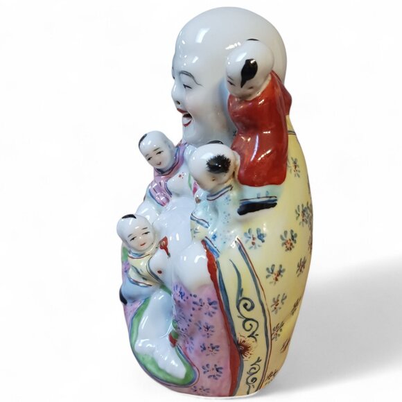 Vintage MCM Collectible Hotei  Buddha Porcelain Feng Shui Good Luck Figurine - Picture 5 of 10